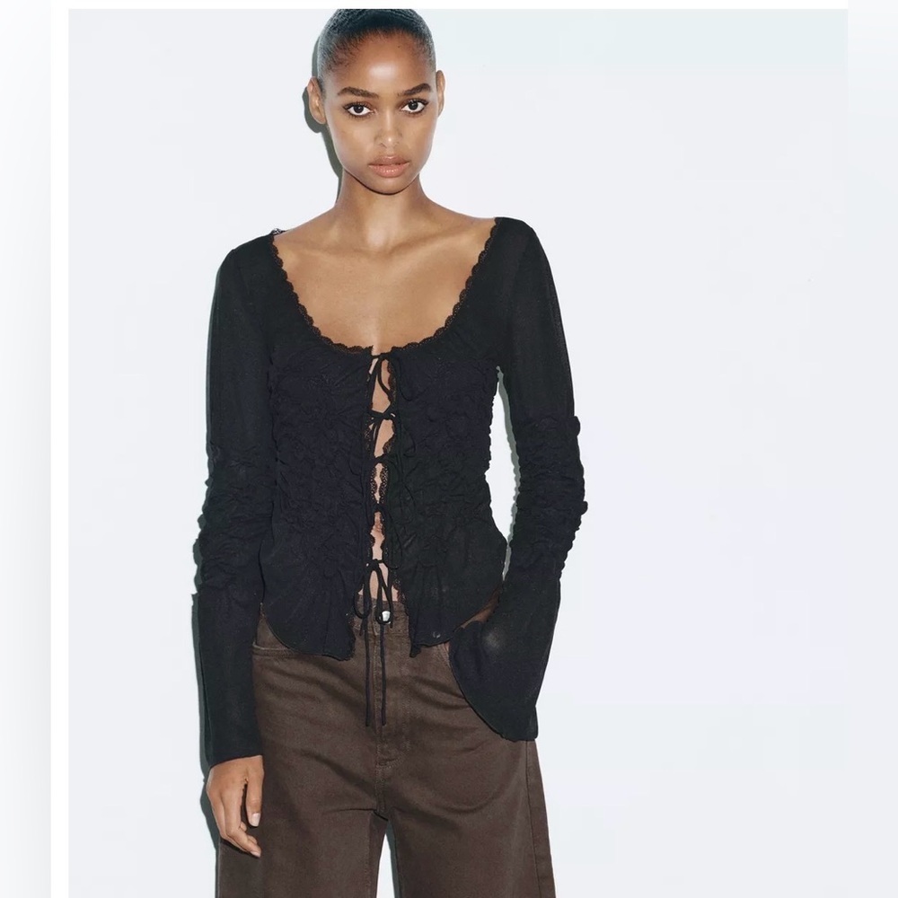 ❗️BUY NOW❗️WILL BE REMOVED SOON❗️ZARA RUCHED TIE TOP